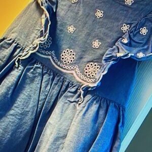 Floral embroidery features ruffle dress